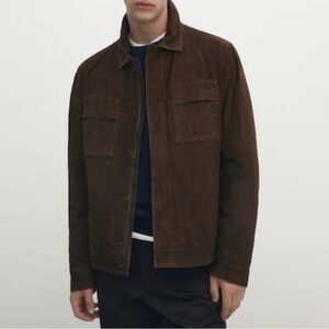 Massimo Dutti Suede Trucker Jacket Brown S Nwt